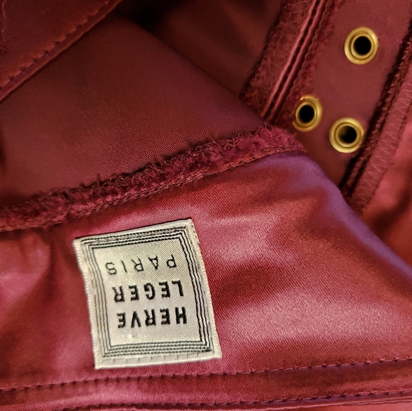 Herve Leger Burgundy satin pants rivets - Picture 4 of 7